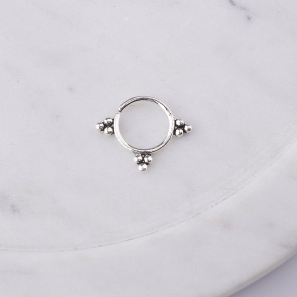 Oxidised Trinity Septum Cum Nose Ring (Pierced)