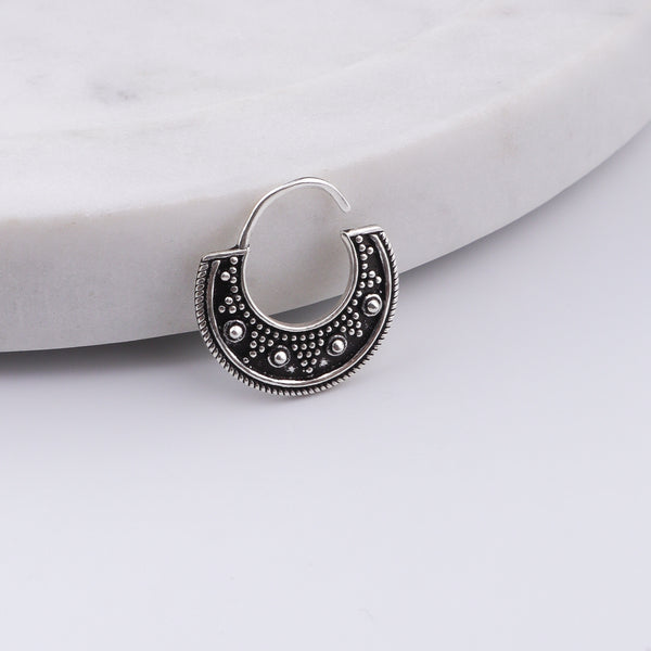 Oxidised Tribal Septum Cum Nose Ring (Pierced)