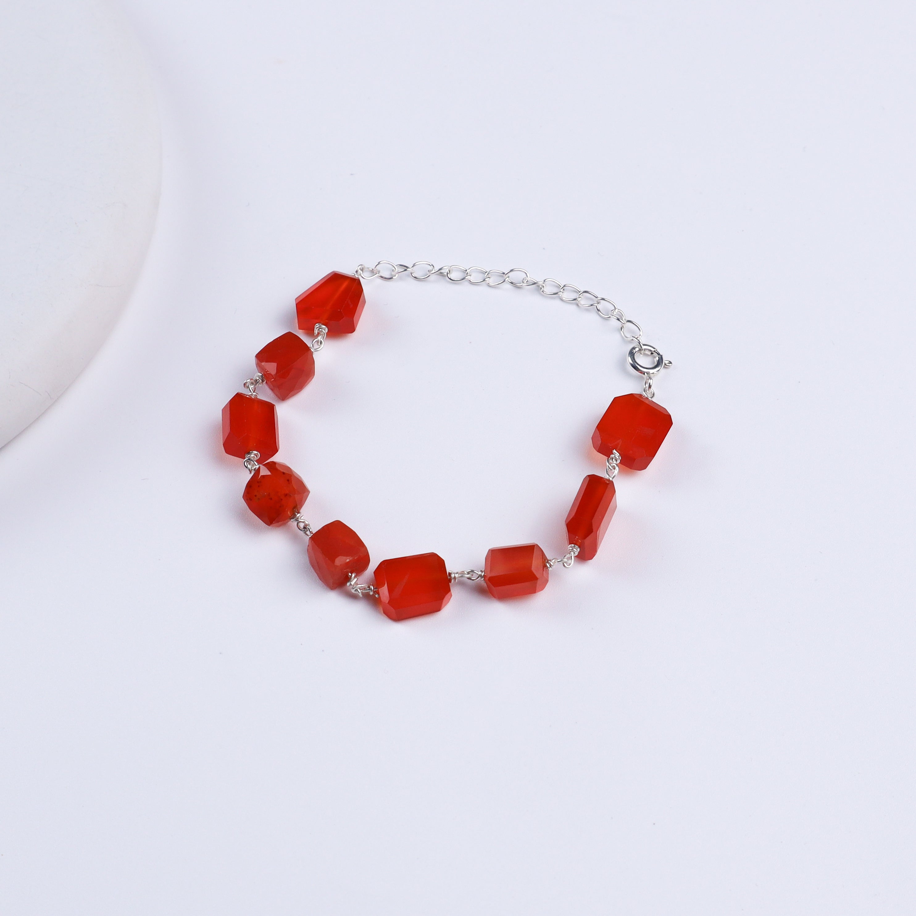 Silver Ganthan Bracelet with Carnelian Stones
