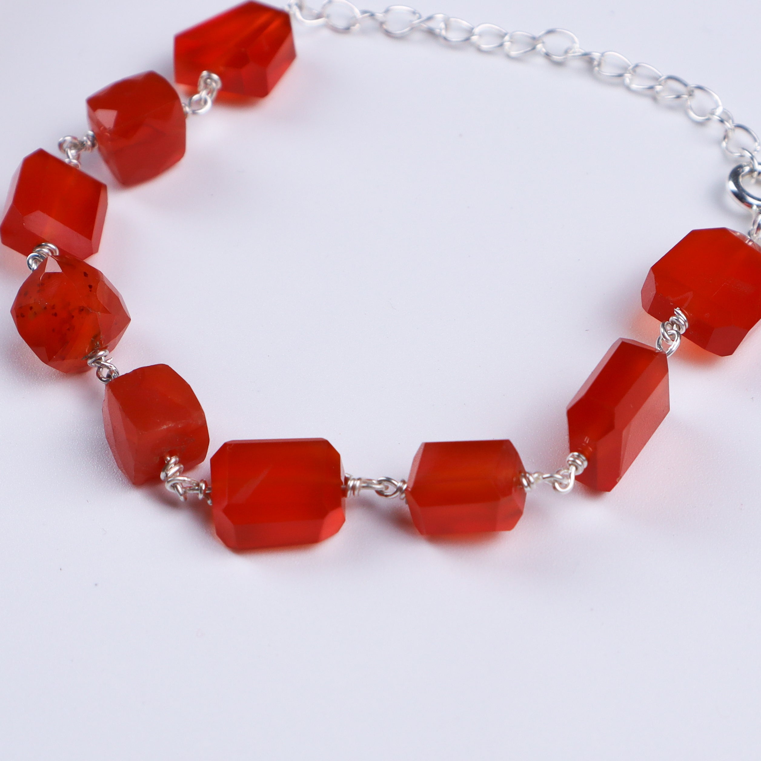 Silver Ganthan Bracelet with Carnelian Stones