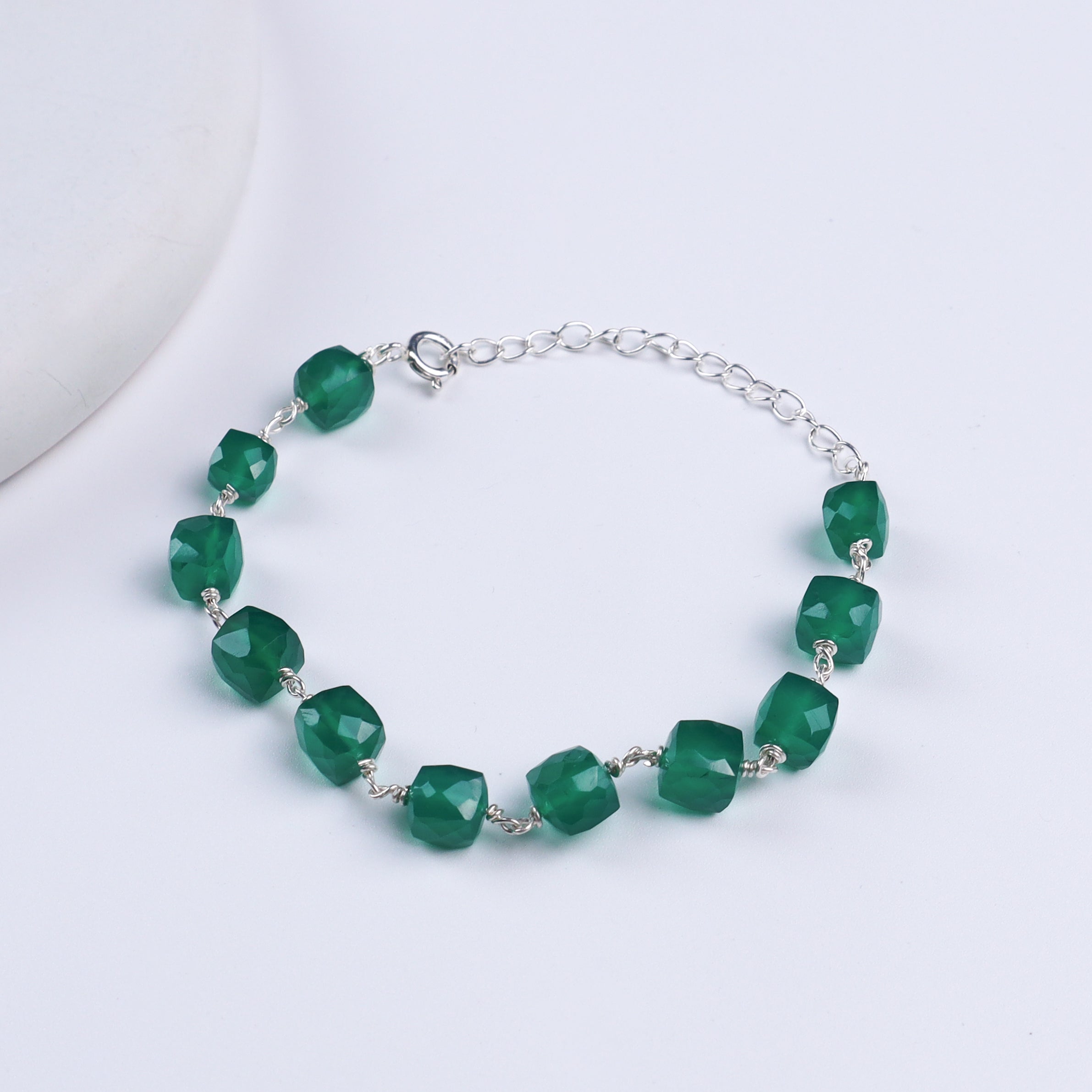 Green Onyx Silver Ganthan Bracelet