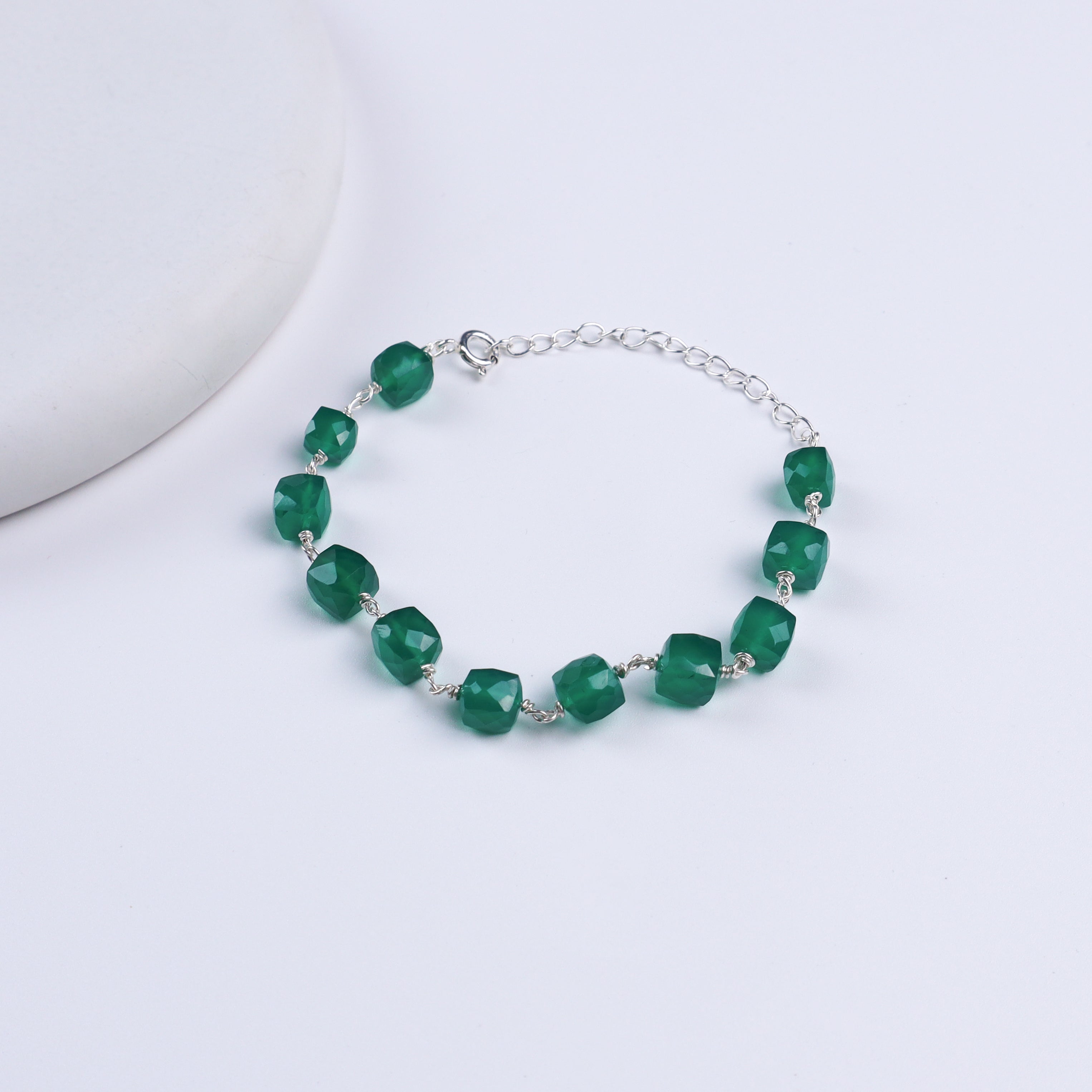 Green Onyx Silver Ganthan Bracelet
