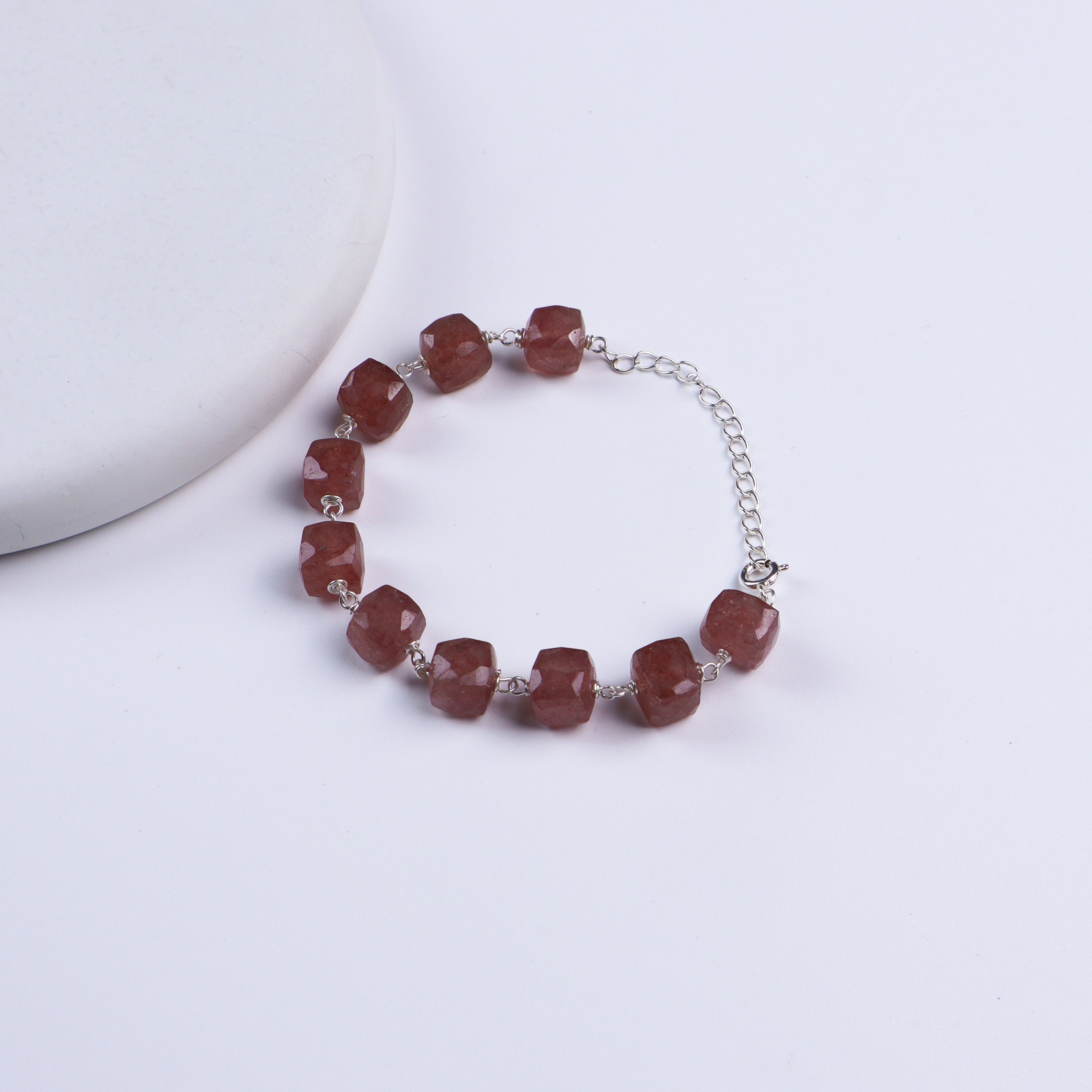 Silver Ganthan Bracelet with Strawberry Quartz Stones