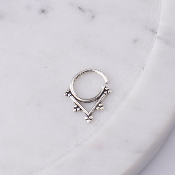 Oxidised Diamond Shaped Septum Cum Nose Ring (Pierced)