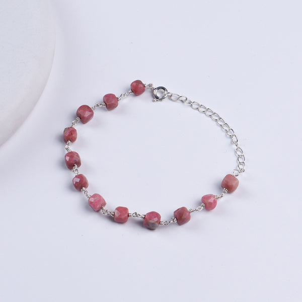 Silver Ganthan Bracelet with Pink Opal Stones