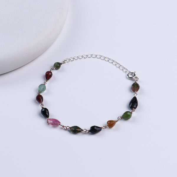 Silver Ganthan Bracelet with Tourmaline Stones