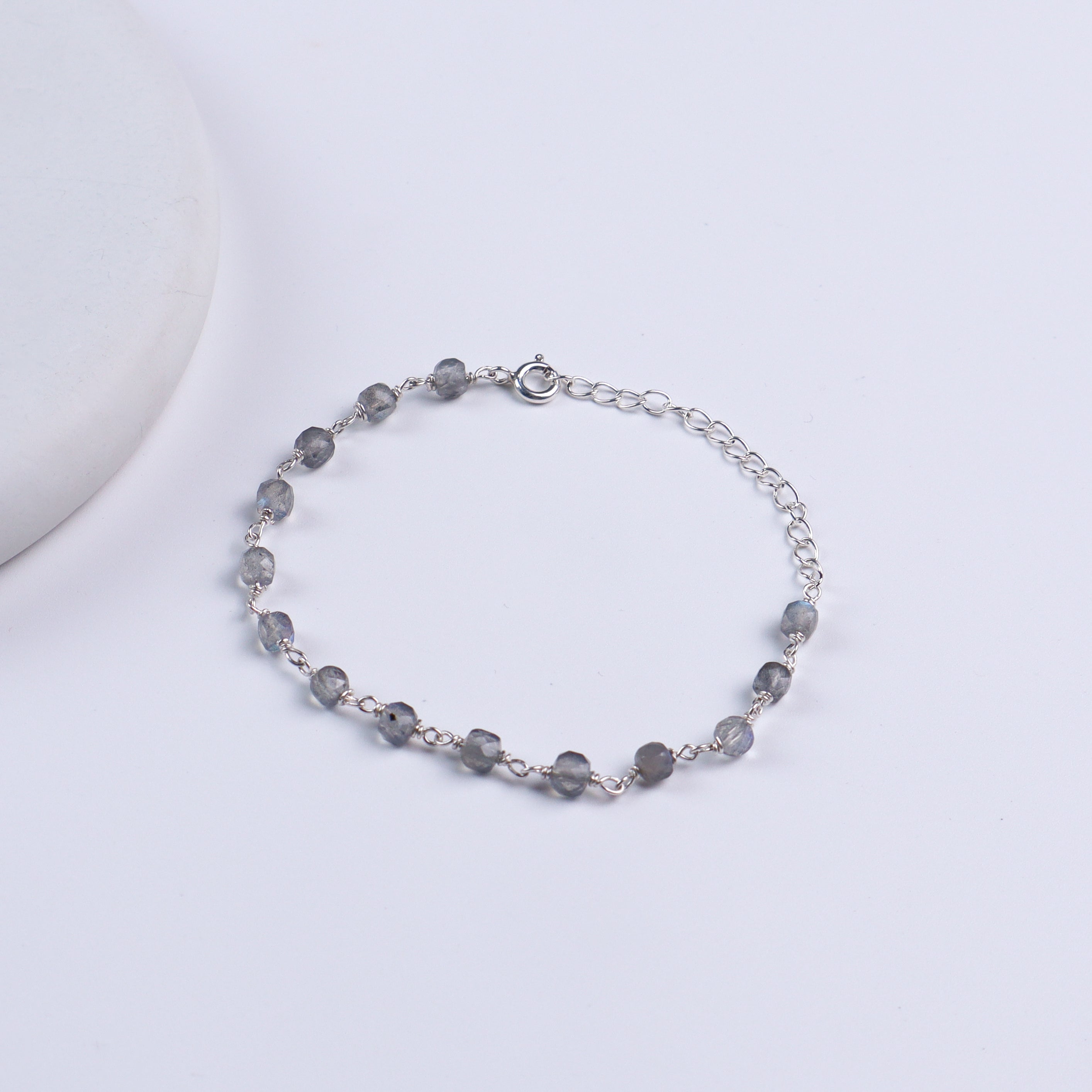 Silver Ganthan Bracelet with Labradorite Stones