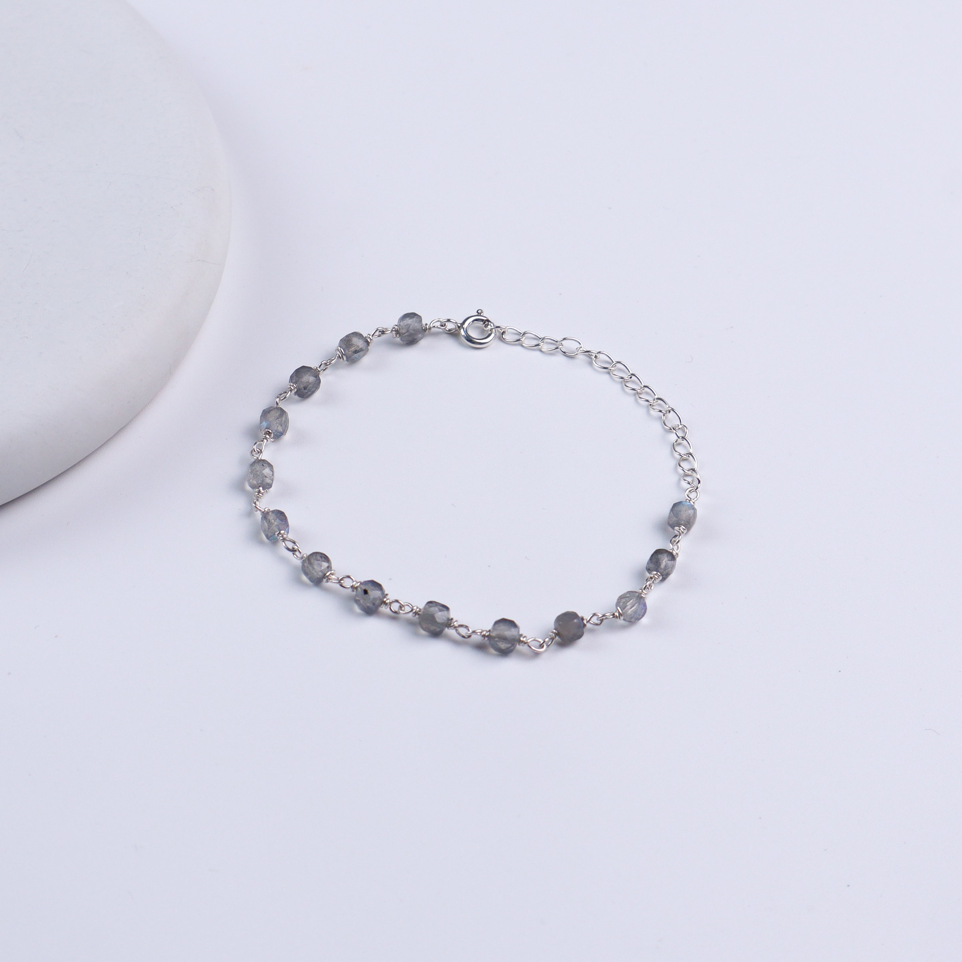 Silver Ganthan Bracelet with Labradorite Stones