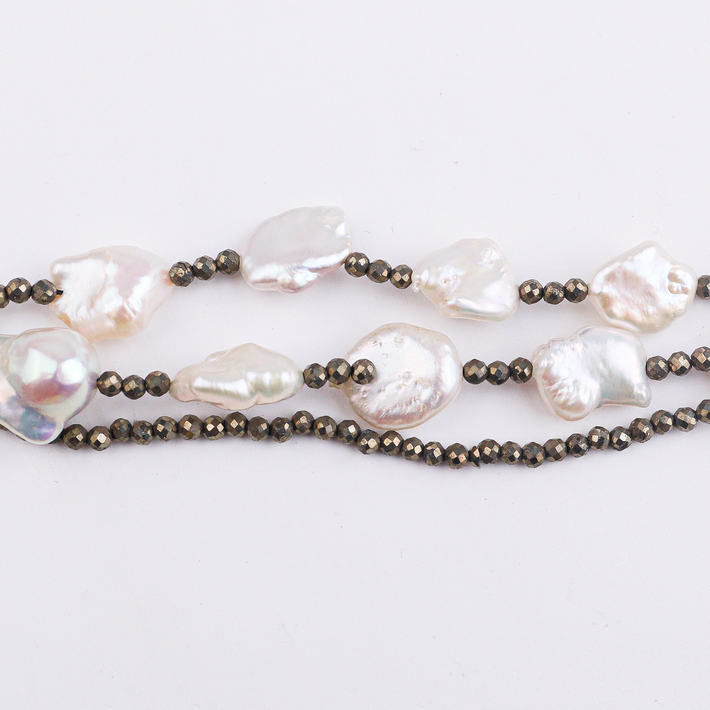 Pyrite & Baroque Pearl Bracelet