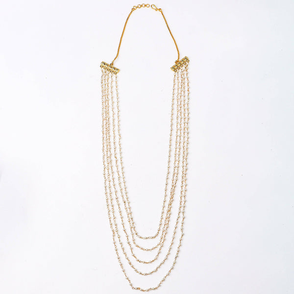 Detailed view of a 22K gold-plated fashion necklace highlighting intricate motifs, textured detailing, and premium 22K gold-plated finish