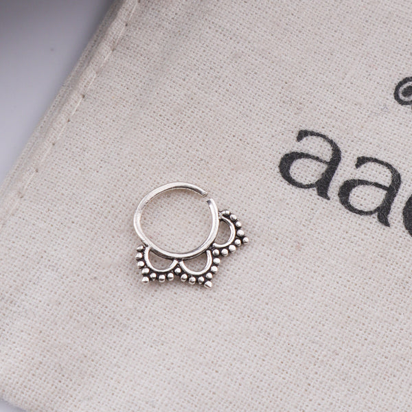 Oxidised Petal Septum Cum Nose Ring (Pierced)
