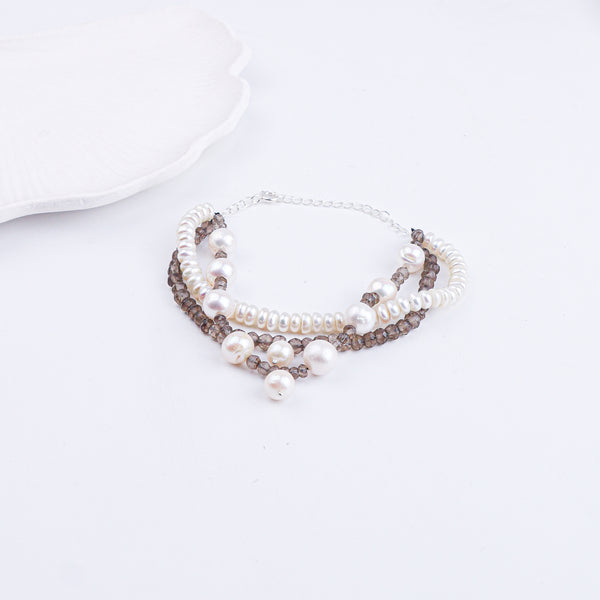 Smoky Quartz & Freshwater Pearl Bracelet