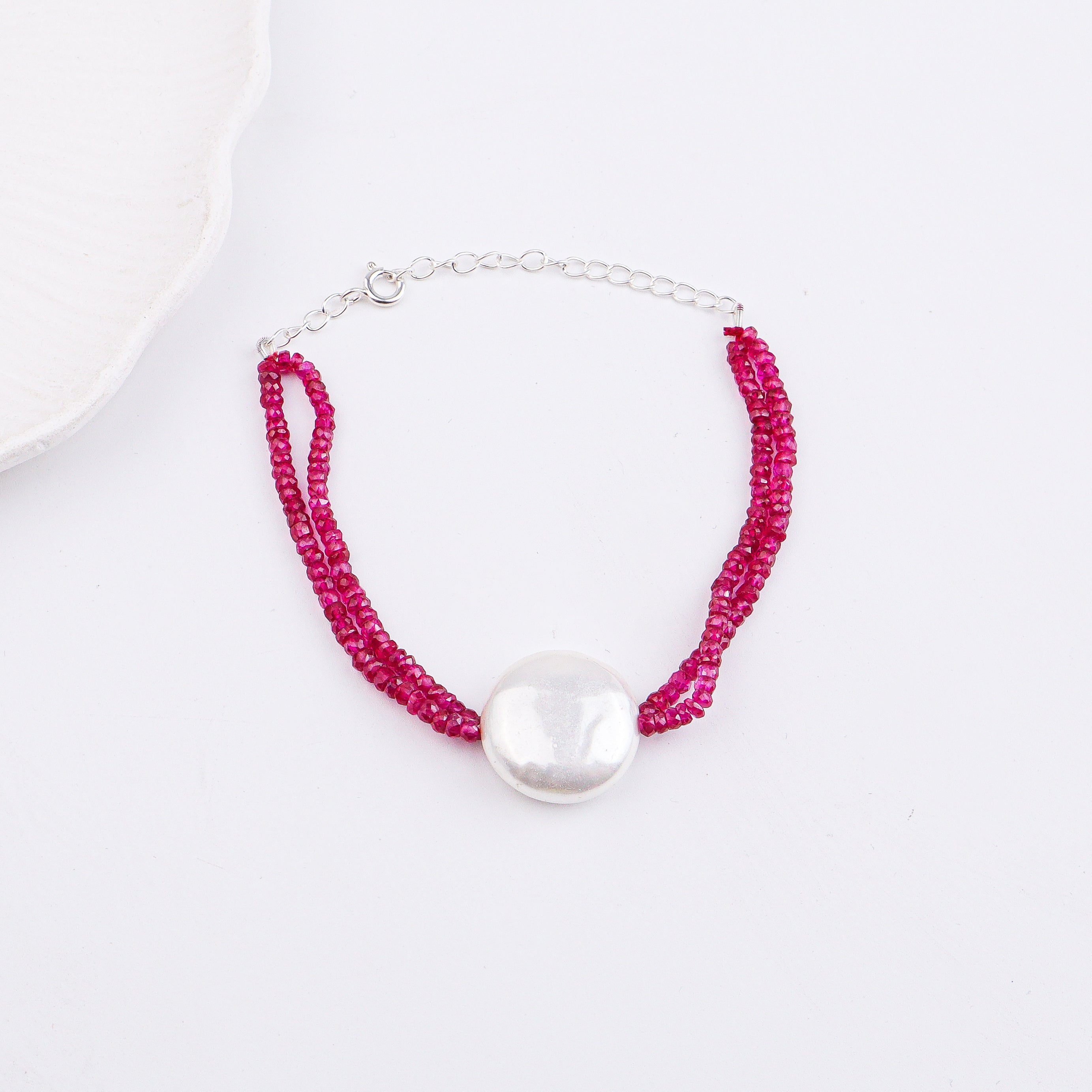 Rubies & Coin Pearl Bracelet