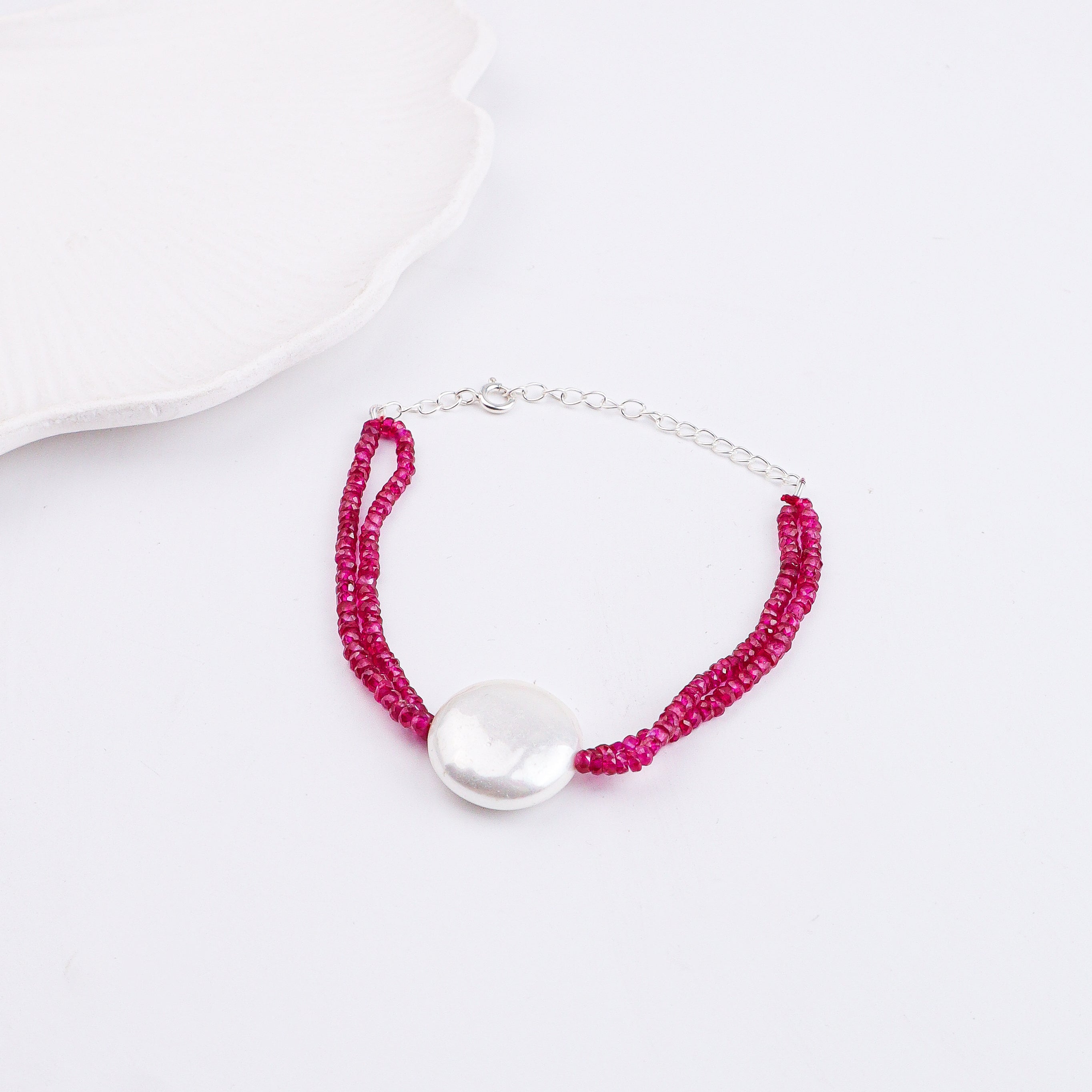 Rubies & Coin Pearl Bracelet