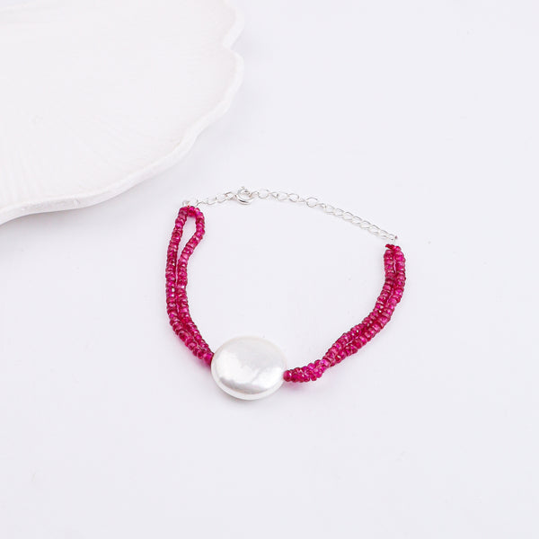 Rubies & Coin Pearl Bracelet