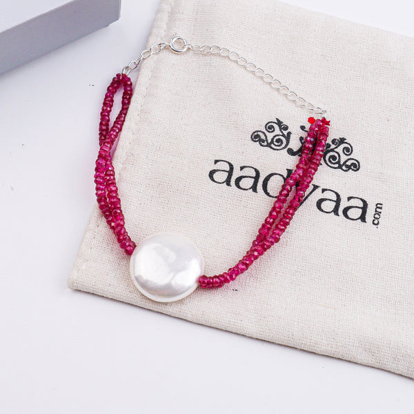 Rubies & Coin Pearl Bracelet