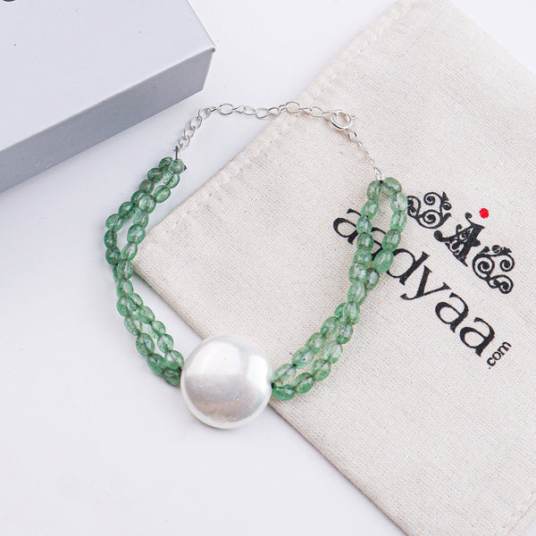 Rusian Quartz & Coin Pearl Bracelet