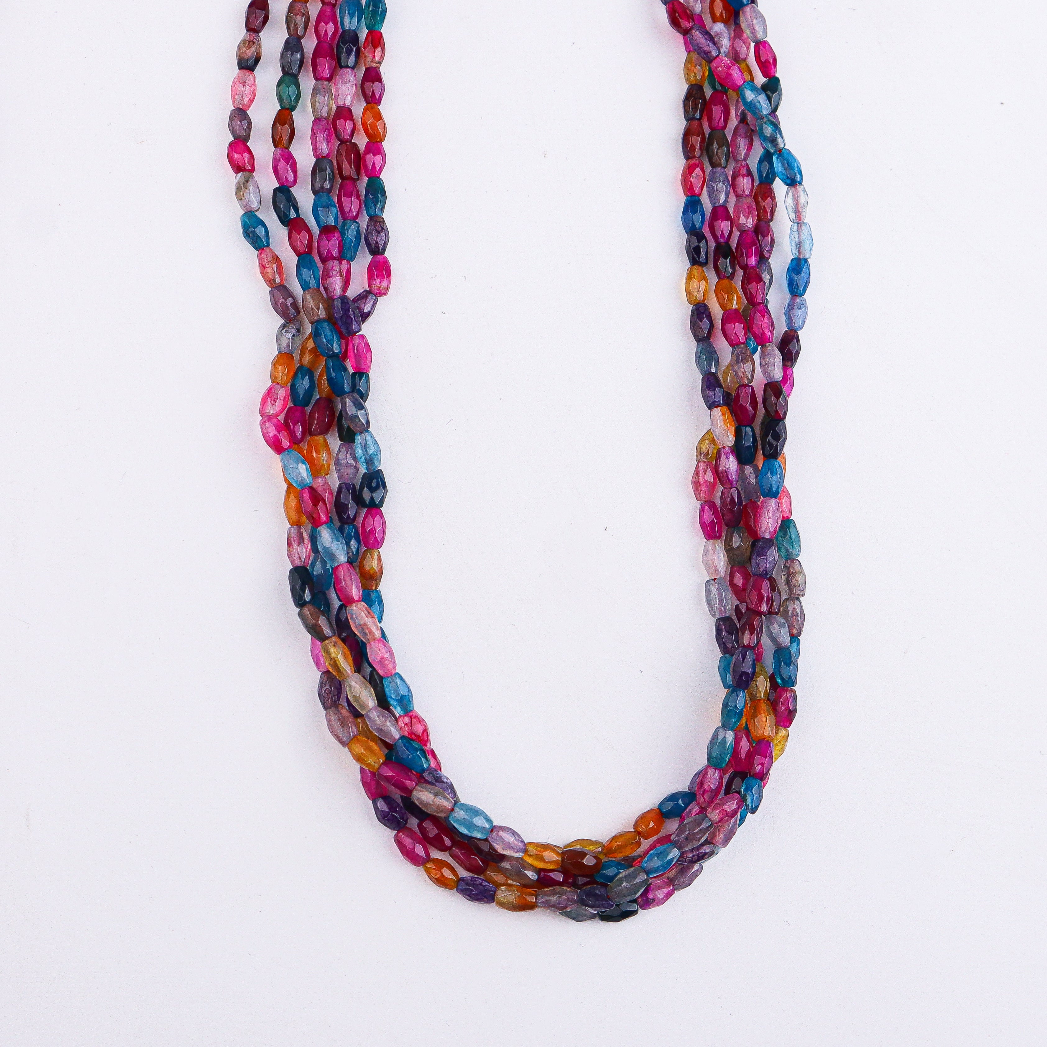Multicolor Multi Agate Twisted Necklace