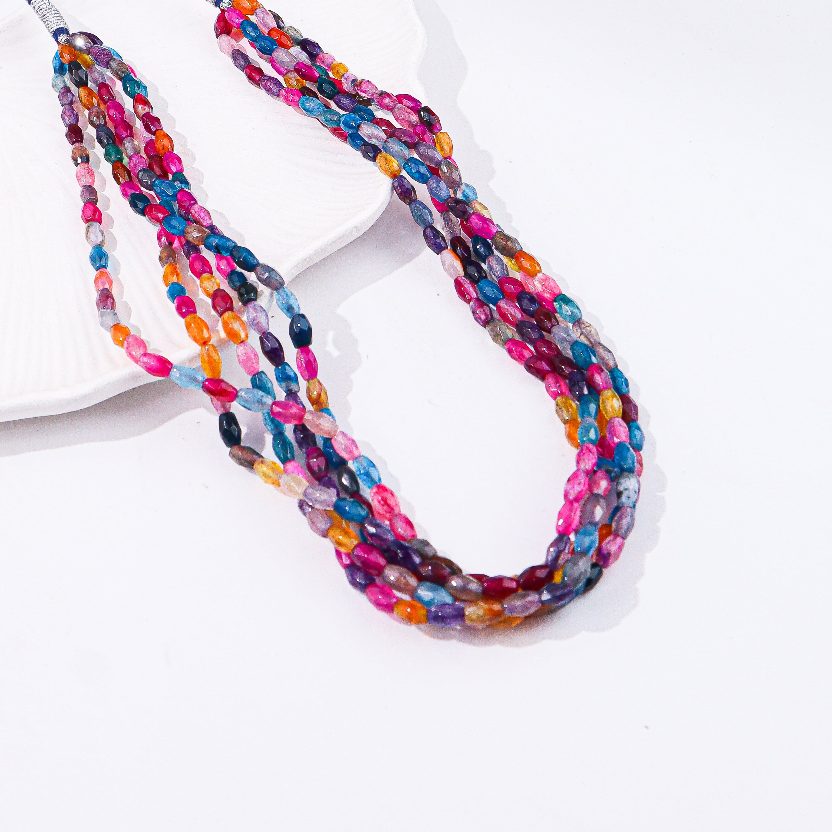 Multicolor Multi Agate Twisted Necklace
