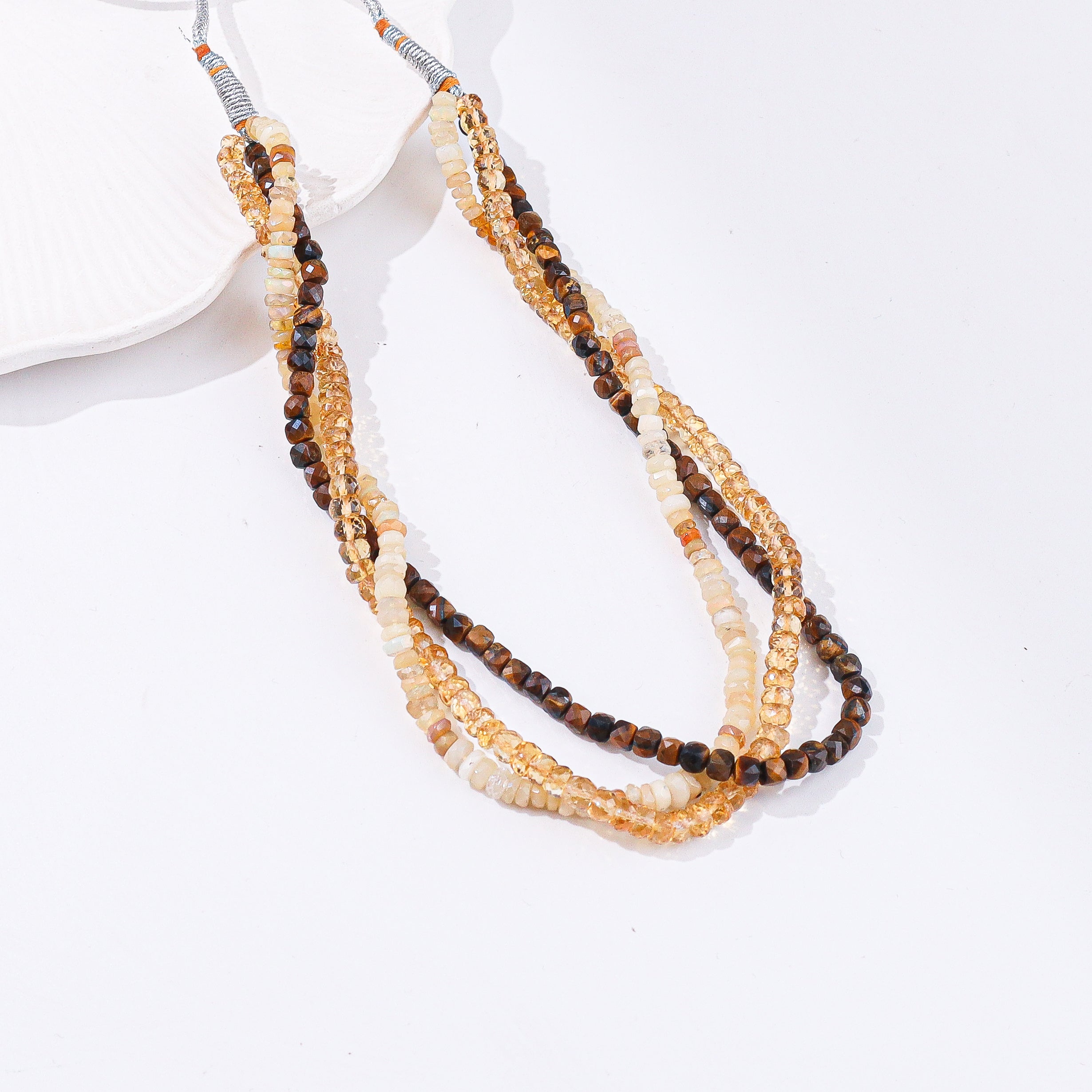 Tiger Eye & Citrine Twisted Necklace