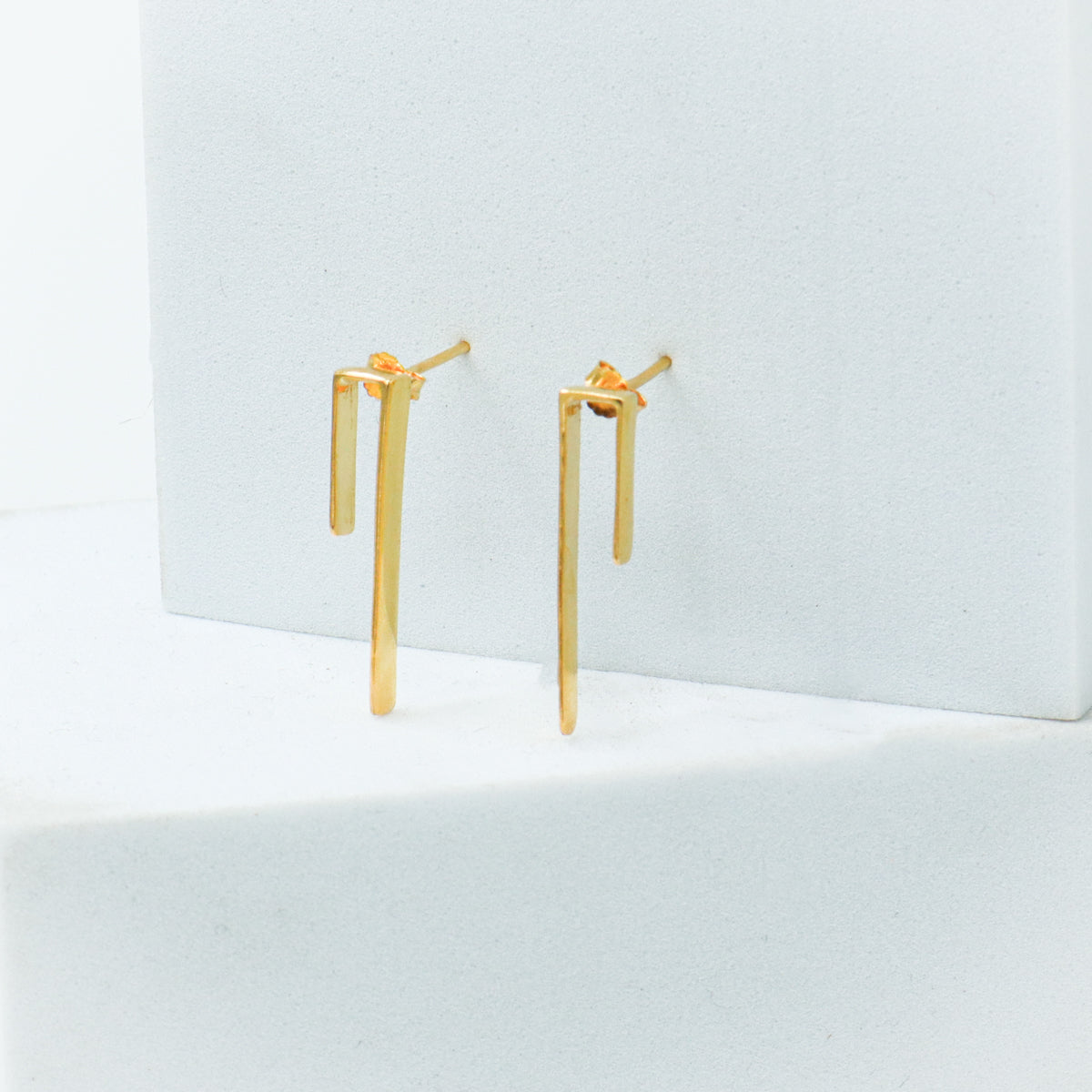 Silver Workwear Earrings : Asymmetric | 92.5 Silver | 22K Gold Plated