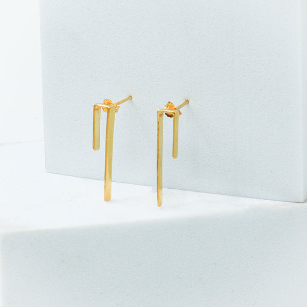Silver Workwear Earrings : Asymmetric | 92.5 Silver | 22K Gold Plated