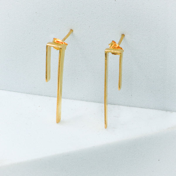 Silver Workwear Earrings : Asymmetric | 92.5 Silver | 22K Gold Plated