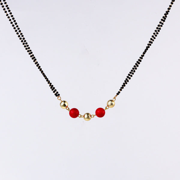 Close-up of a 22K gold-plated fashion mangalsutra showcasing intricate detailing, fine craftsmanship, and rich 22K gold plating