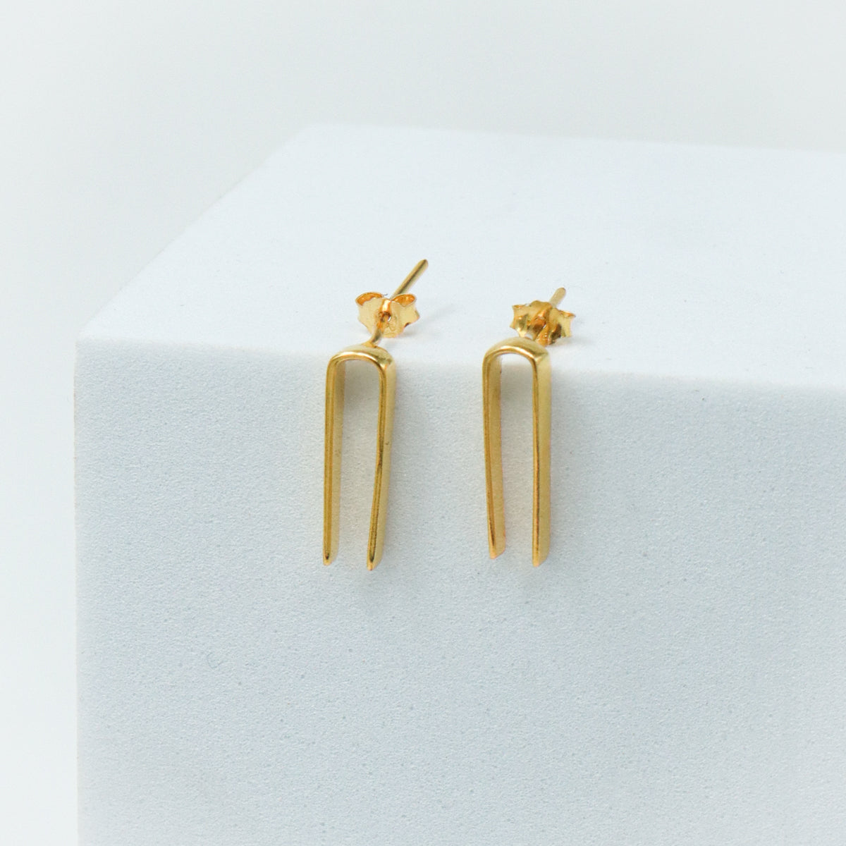 Silver Workwear Earrings : U | 92.5 Silver | 22K Gold Plated