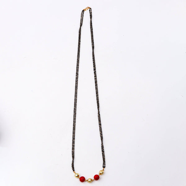Detailed view of a 22K gold-plated fashion mangalsutra highlighting intricate motifs, traditional detailing, and a premium 22K gold-plated finish