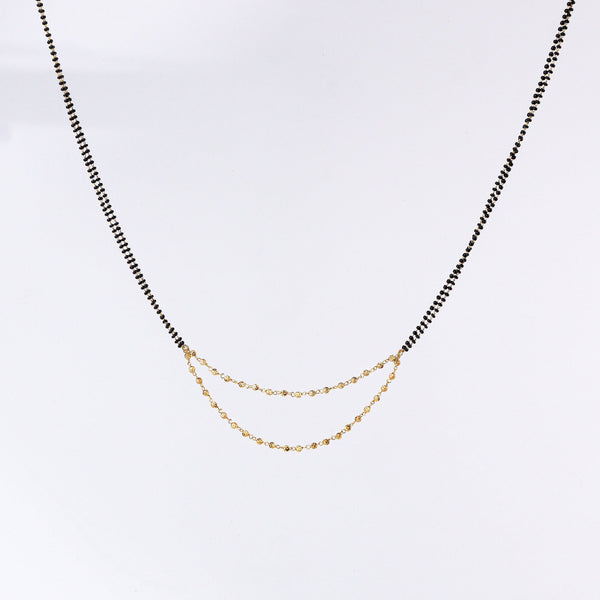 Close-up of a 22K gold-plated fashion mangalsutra showcasing intricate detailing, fine craftsmanship, and rich 22K gold plating