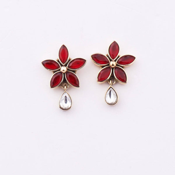 Detailed view of Brass Fashion Earrings highlighting intricate motifs, textured surface, and refined brass finish