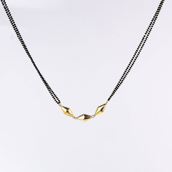 Close-up of a 22K gold-plated fashion mangalsutra showcasing intricate detailing, fine craftsmanship, and rich 22K gold plating