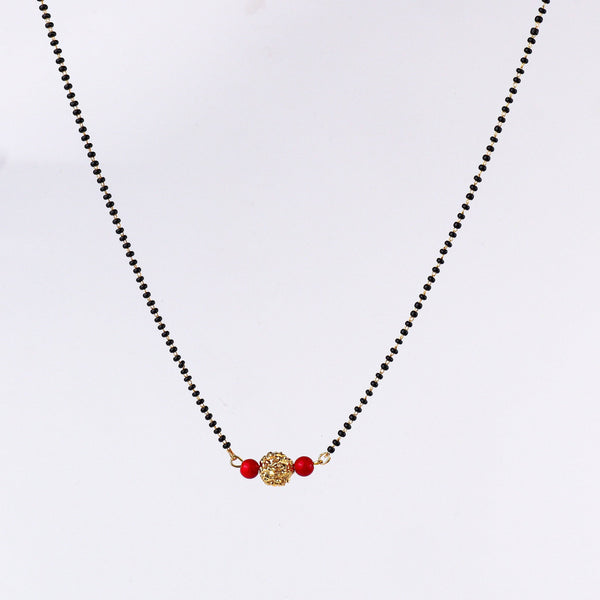 Close-up of 22K gold-plated fashion mangalsutra showcasing intricate detailing, fine craftsmanship, and rich 22K gold plating