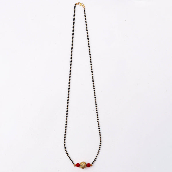 Detailed view of 22K gold-plated fashion mangalsutra highlighting intricate motifs, traditional detailing, and premium 22K gold-plated finish