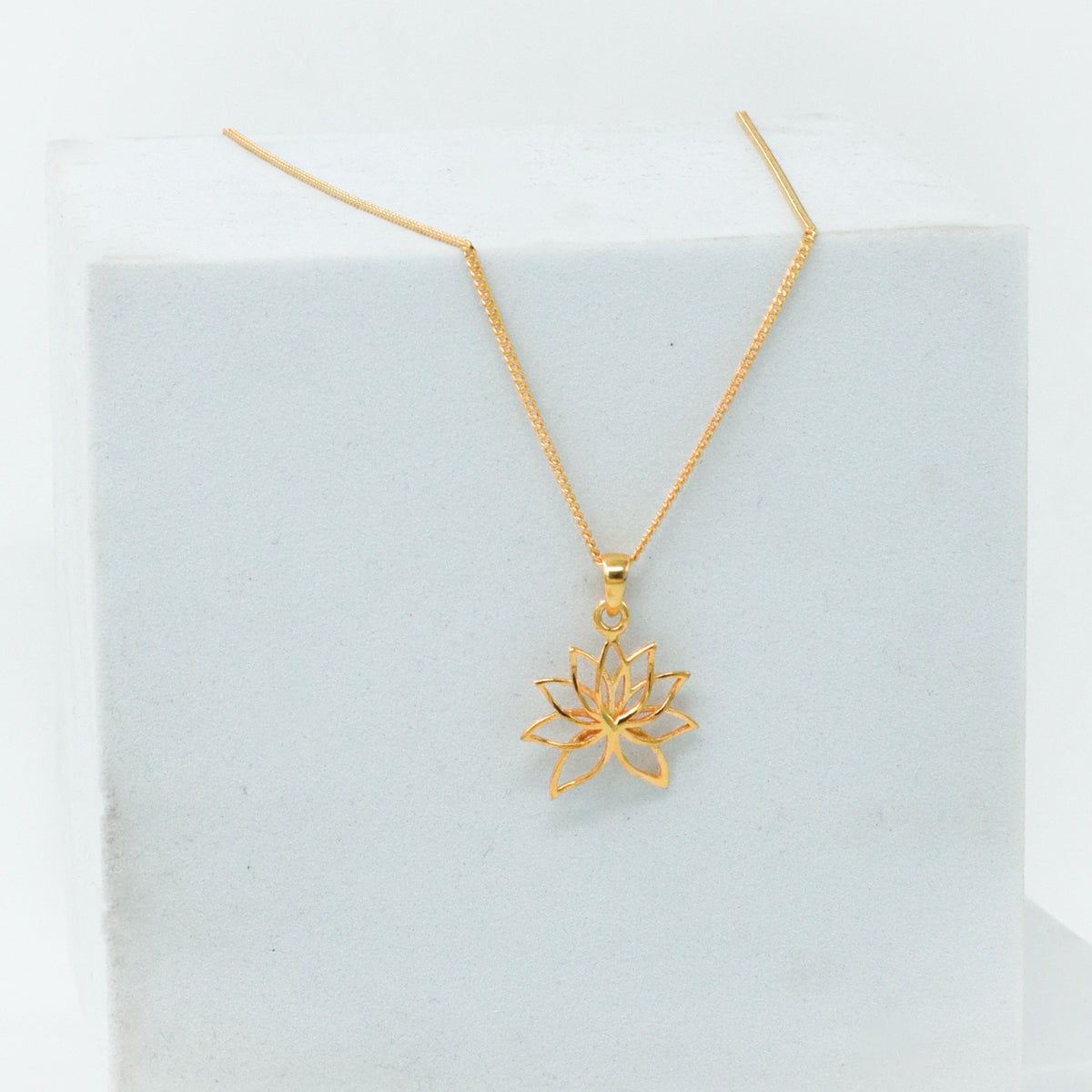 Lotus Charm Necklace |  92.5 Silver | 22K Gold Plated