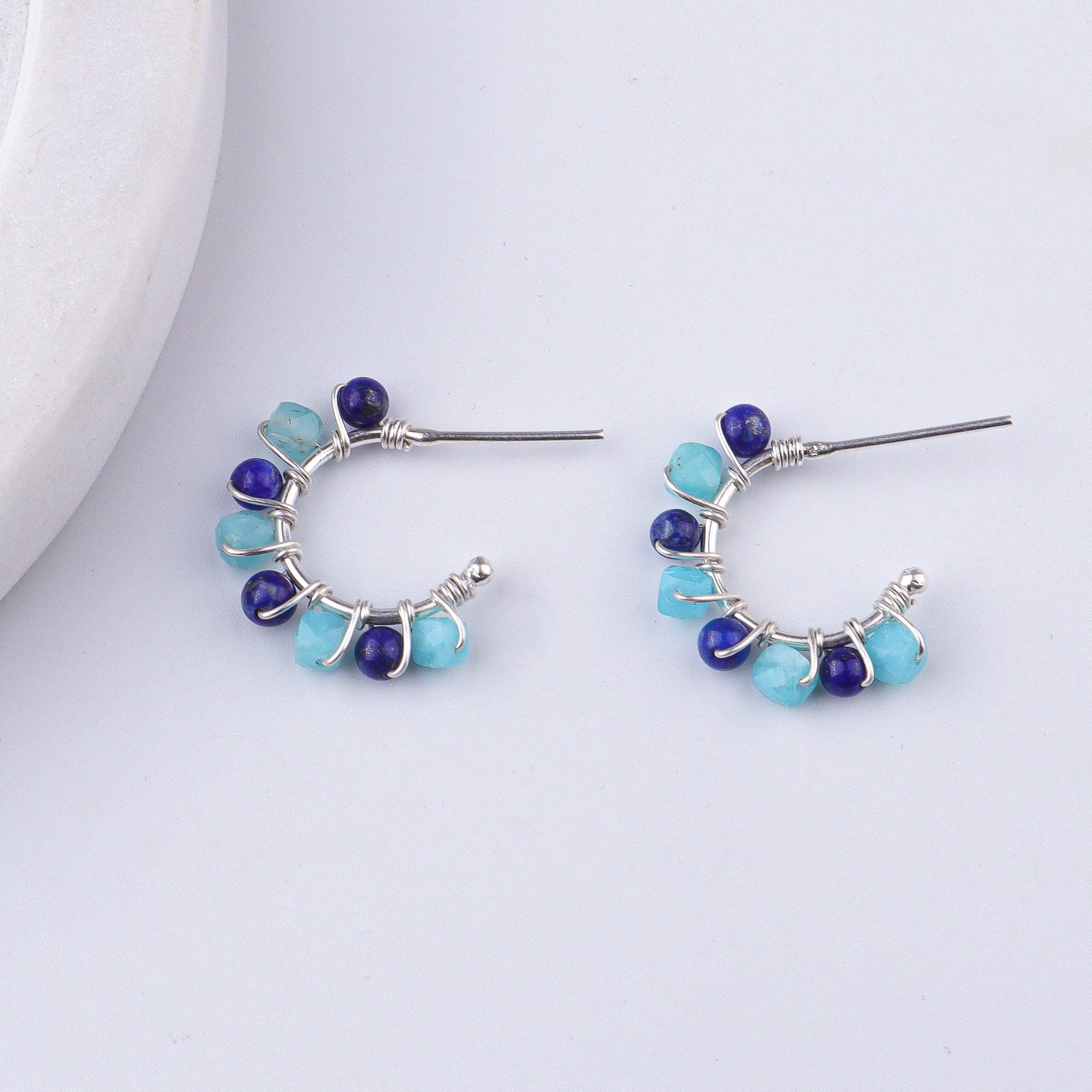 Blue Jade & Lapis Lazuli Hoops (Project Handmade)