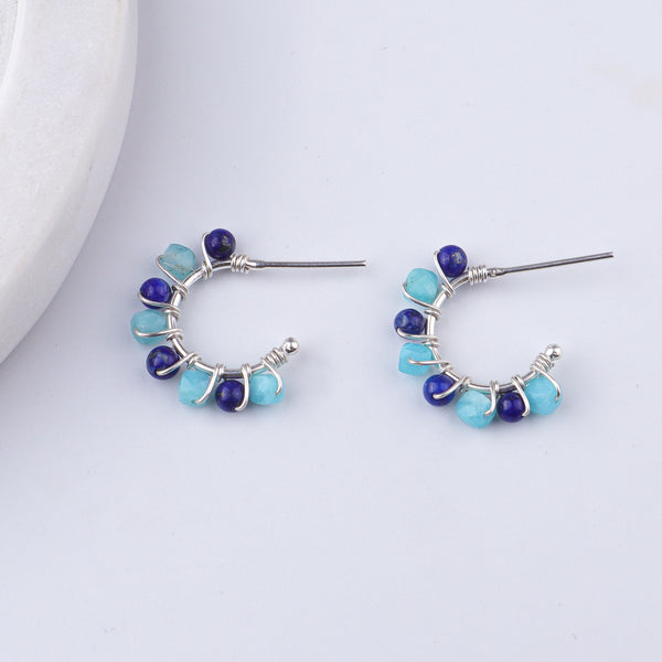 Blue Jade & Lapis Lazuli Hoops (Project Handmade)