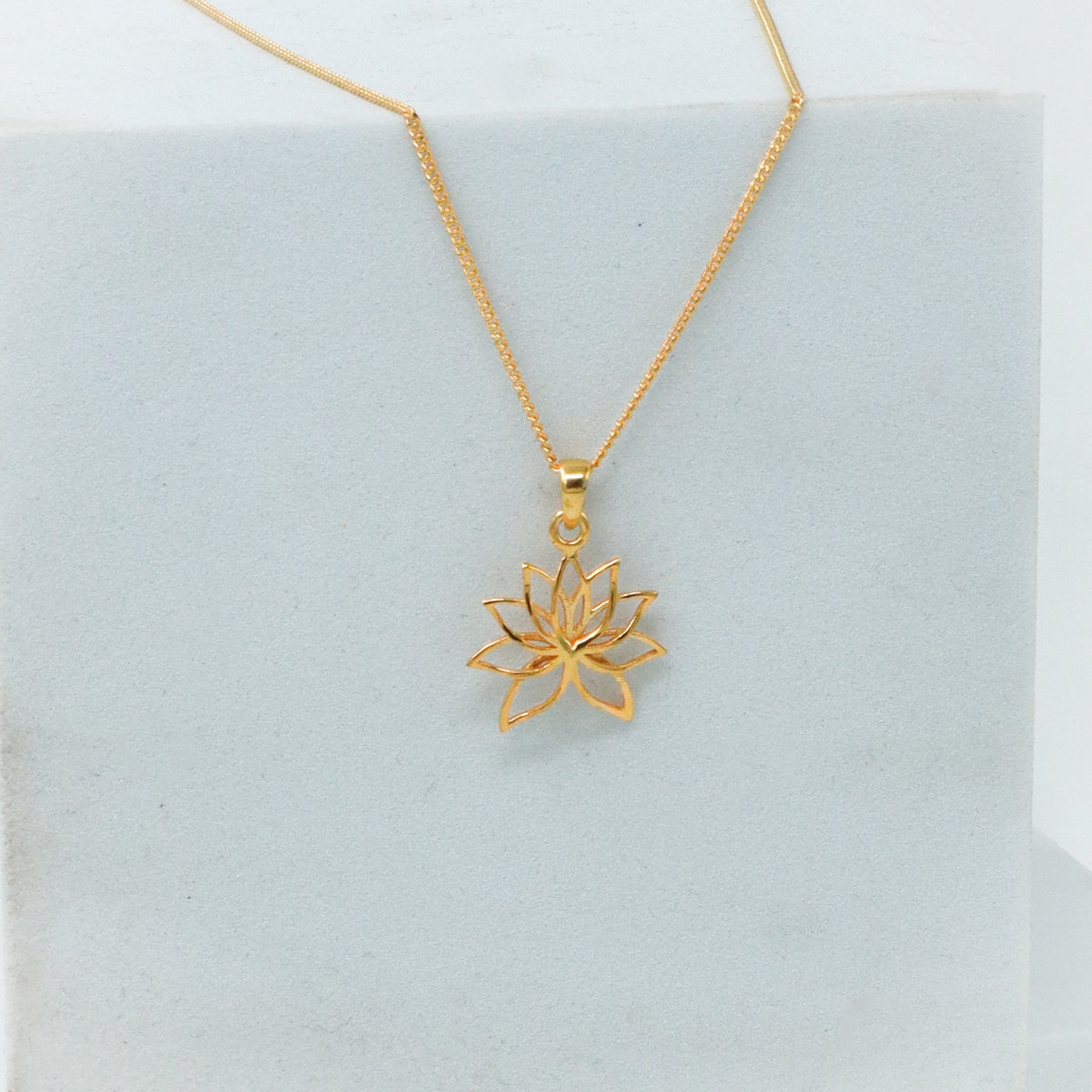 Lotus Charm Necklace |  92.5 Silver | 22K Gold Plated