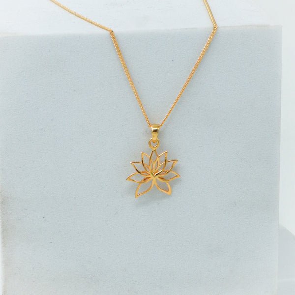 Lotus Charm Necklace | 92.5 Silver | 22K Gold Plated