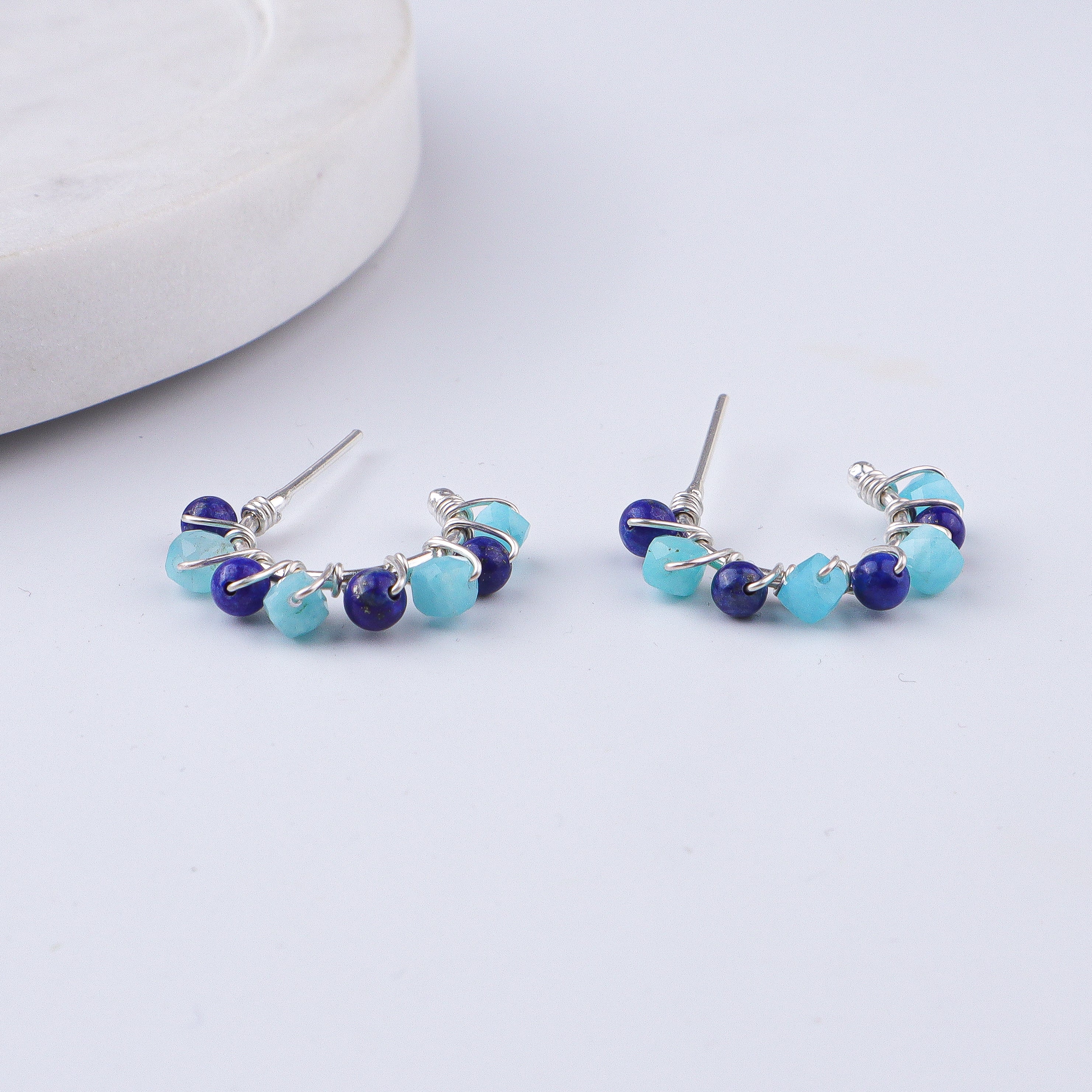Blue Jade & Lapis Lazuli Hoops (Project Handmade)