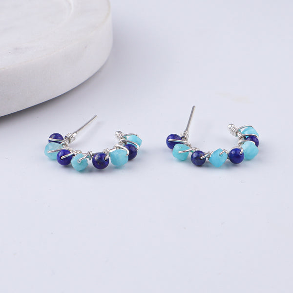 Blue Jade & Lapis Lazuli Hoops (Project Handmade)