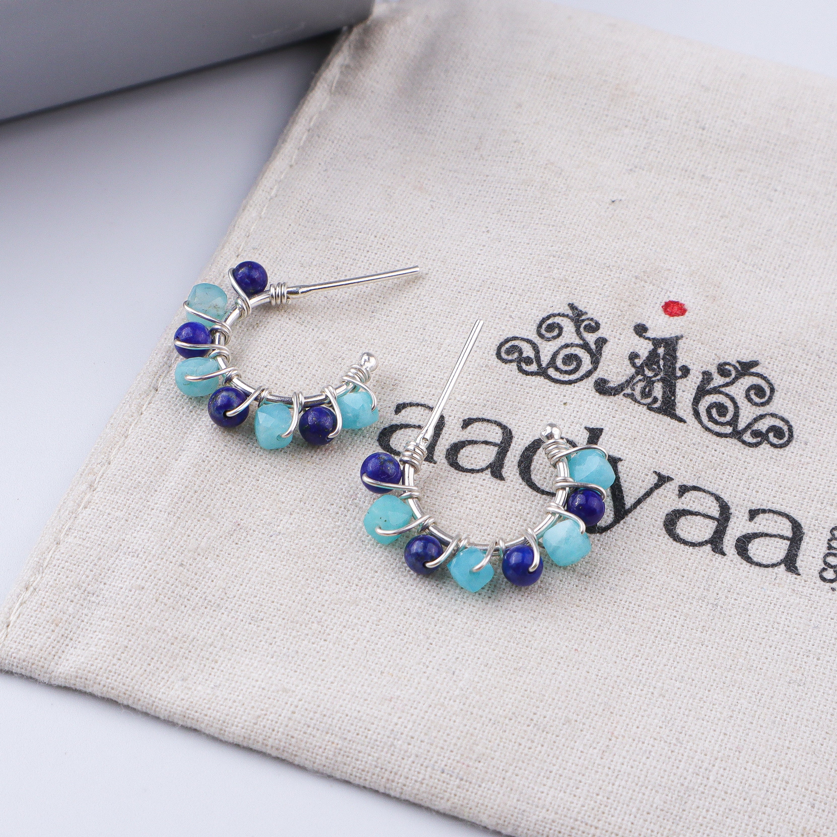 Blue Jade & Lapis Lazuli Hoops (Project Handmade)