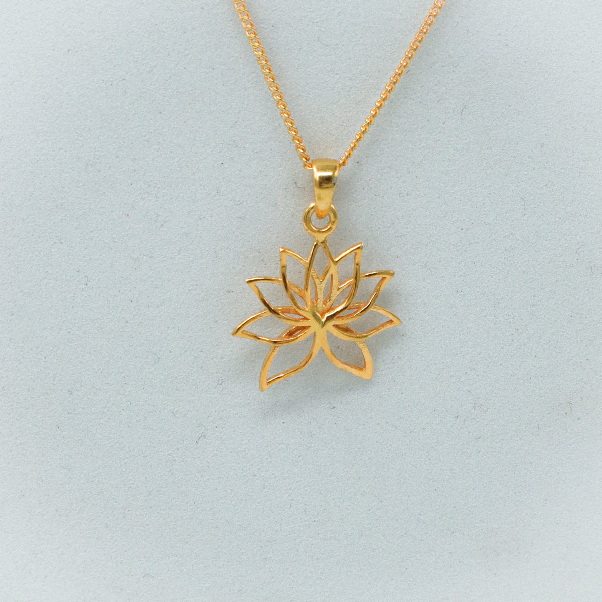 Lotus Charm Necklace |  92.5 Silver | 22K Gold Plated