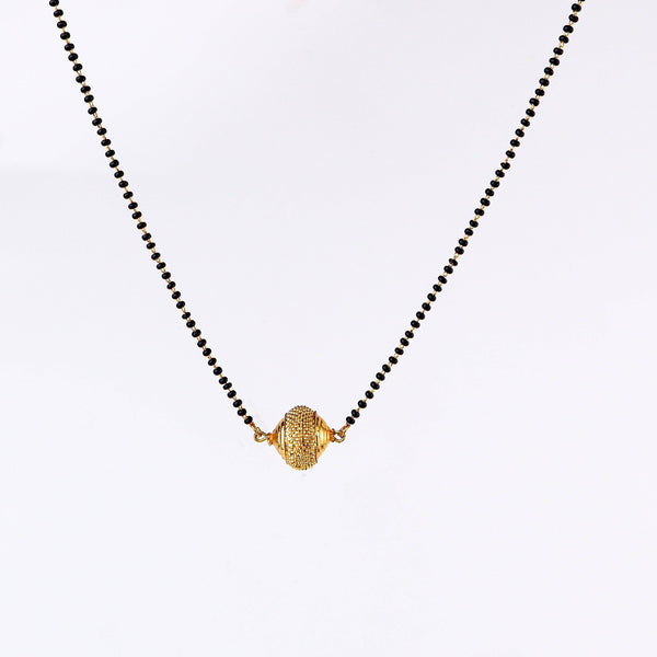 Close-up of a 22K gold-plated fashion mangalsutra showcasing intricate detailing, fine craftsmanship, and rich 22K gold plating