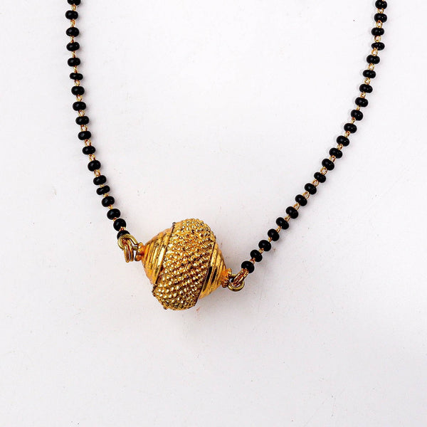 Close-up of a 22K gold-plated fashion mangalsutra showcasing intricate detailing, fine craftsmanship, and rich 22K gold plating
