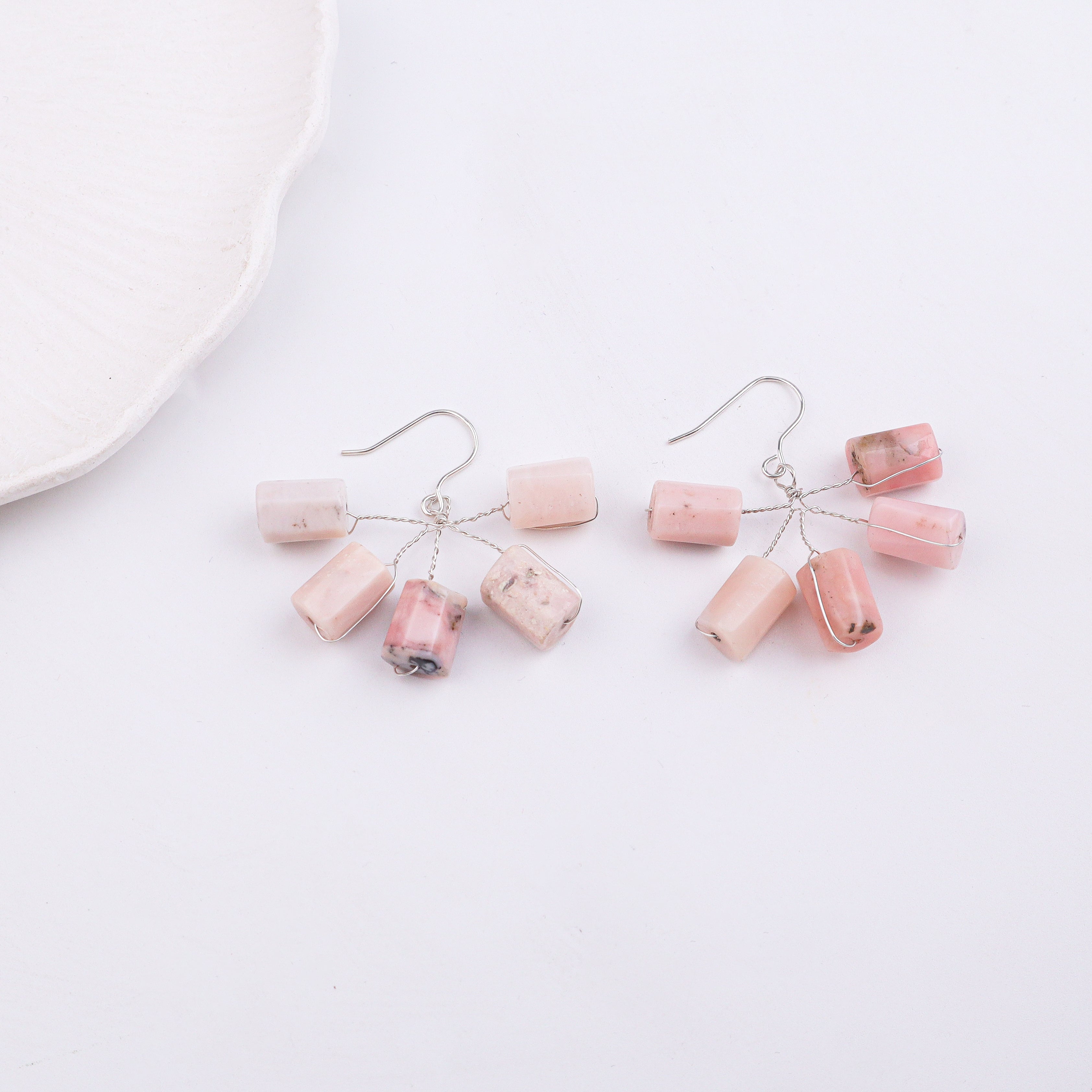 Strawberry Quartz Silver Earrings (Project Handmade)