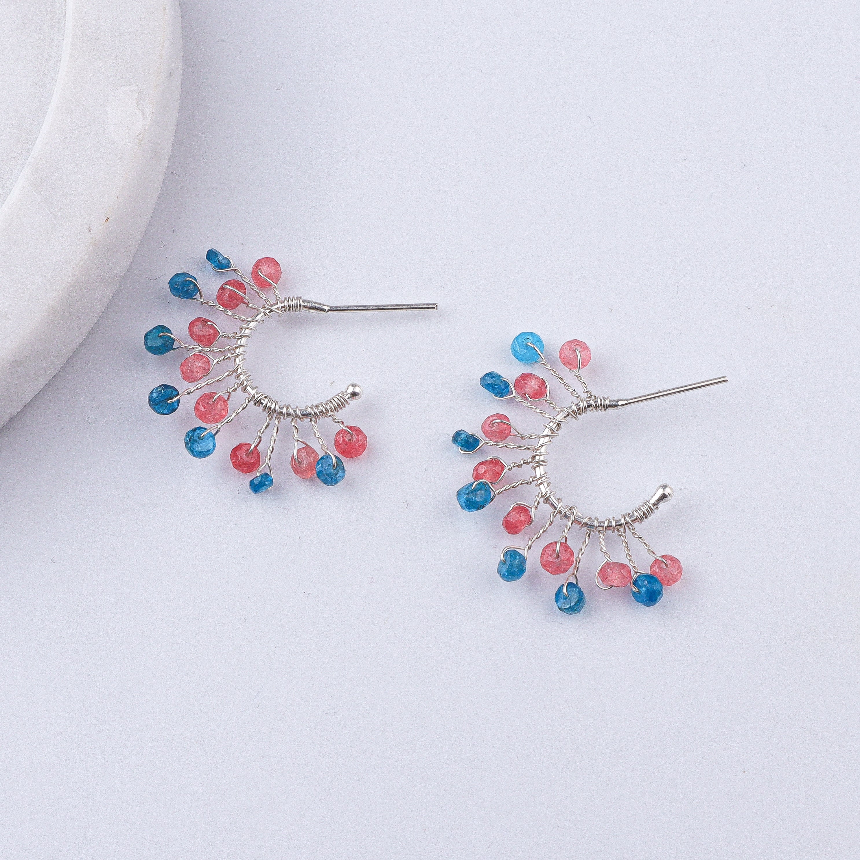 Pink Jade & Rhodolite Hoops (Project Handmade)