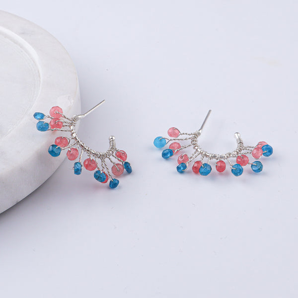 Pink Jade & Rhodolite Hoops (Project Handmade)