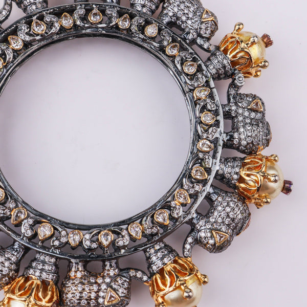Close-up of 22K Gold Plated Fashion Bangle (Single) showcasing intricate detailing, fine craftsmanship, and rich 22K gold plating